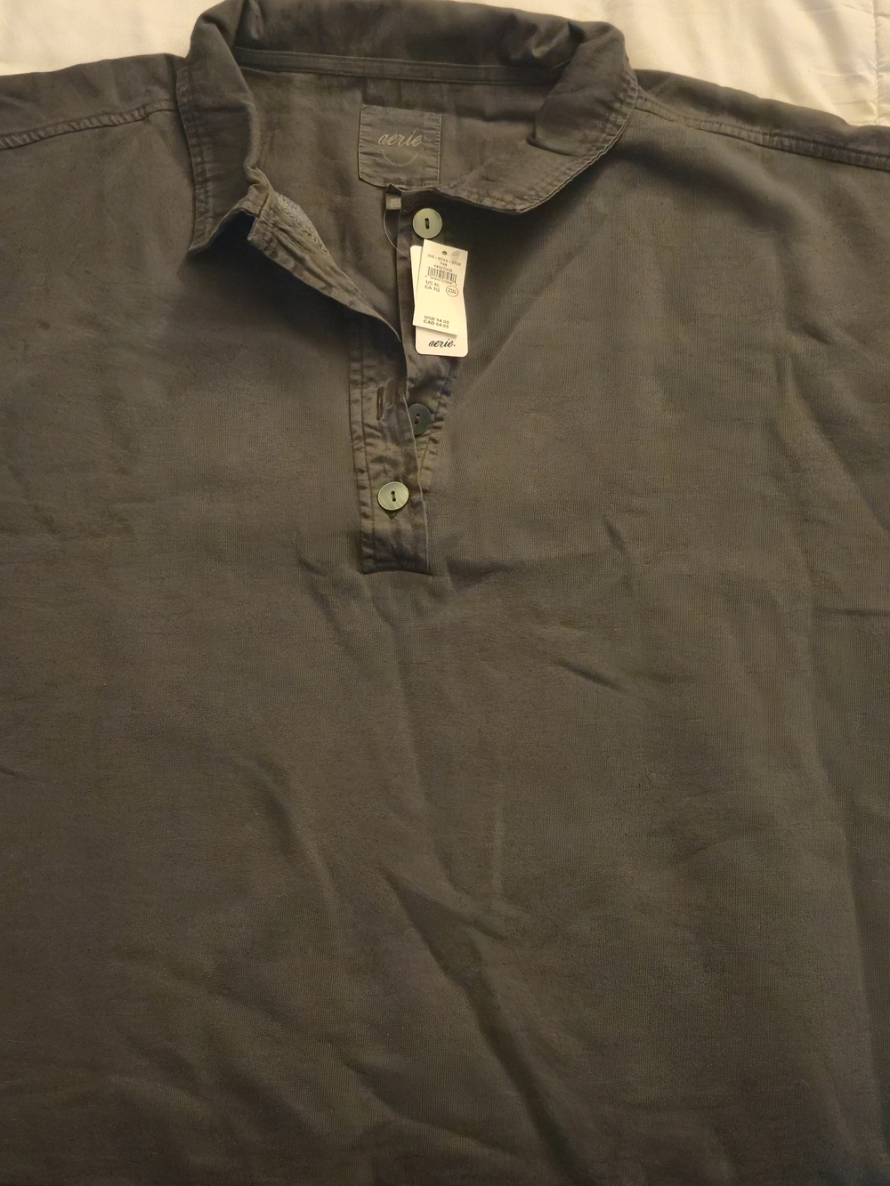 Aerie Men's Short Placket Polo Shirt - Slate Gray